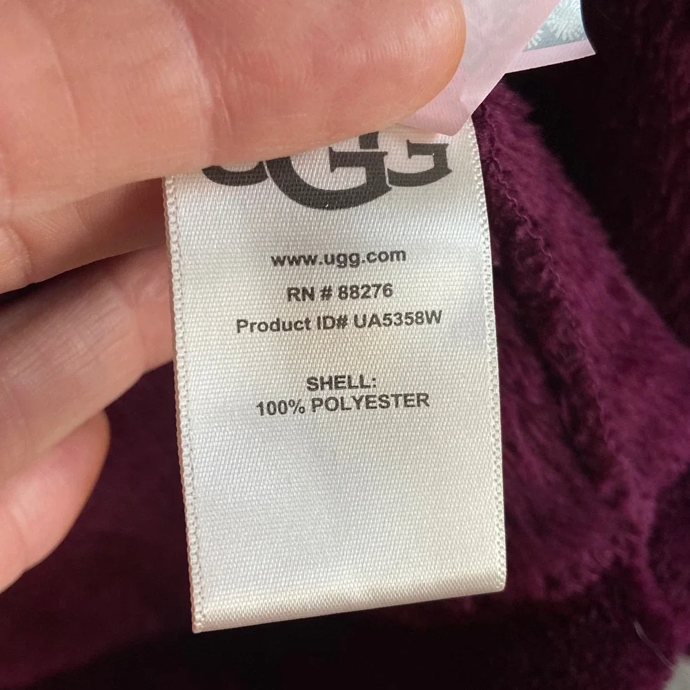 UGG Miranda Hooded Soft Fleece Robe Port Burgundy Purple Womens Medium